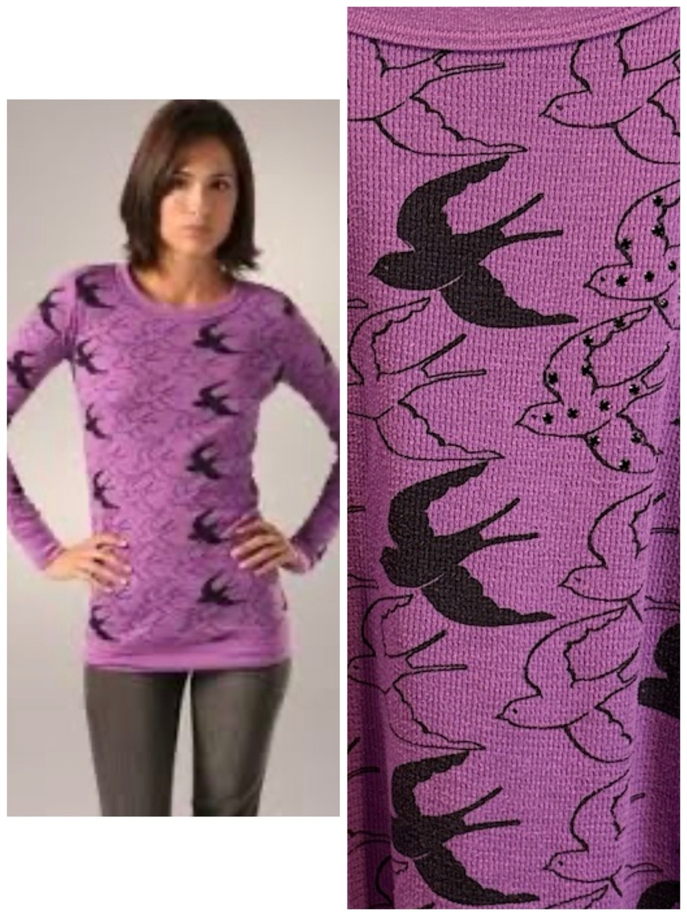 Vintage Primp long sleeve thermal bird top L